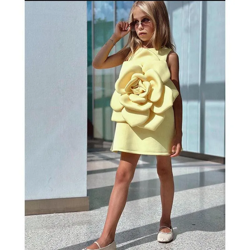 0-12-year-old girls' evening dress new flower stage runway performance dress sleeveless birthday party girl princess dress
