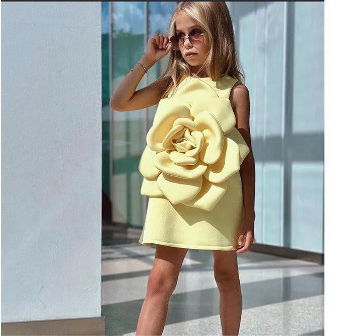 0-12-year-old girls' evening dress new flower stage runway performance dress sleeveless birthday party girl princess dress