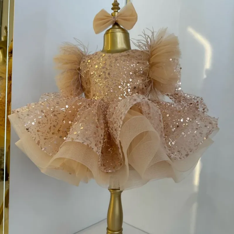 0-12 years old children's dress stage performance one-year-old party small flying sleeve girl princess dress