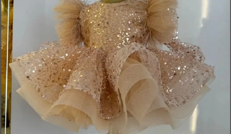 0-12 years old children's dress stage performance one-year-old party small flying sleeve girl princess dress