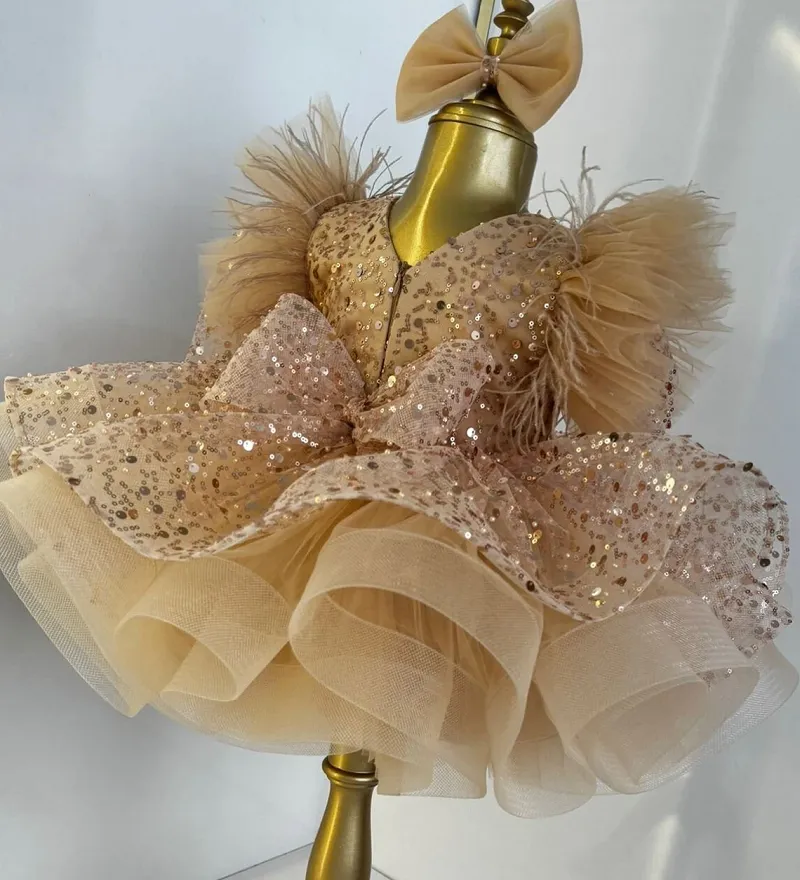 0-12 years old children's dress stage performance one-year-old party small flying sleeve girl princess dress