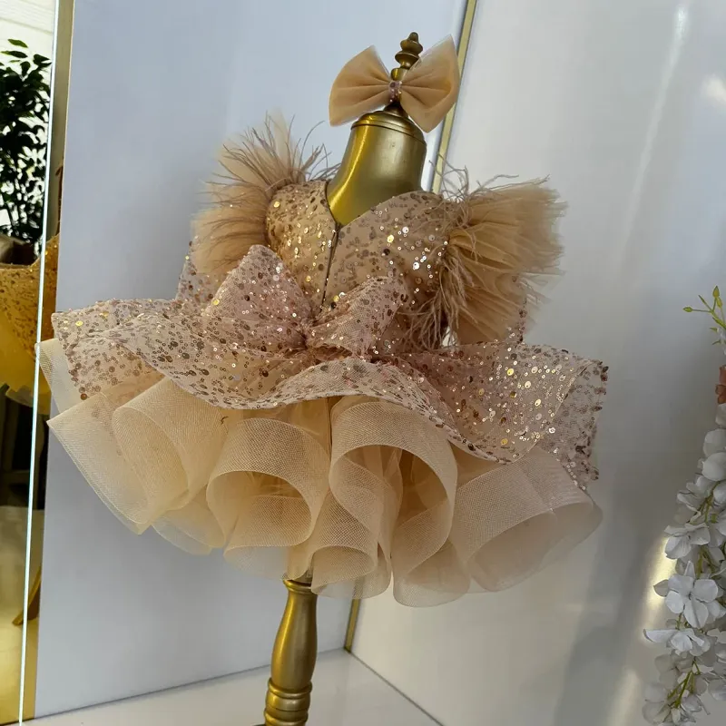 0-12 years old children's dress stage performance one-year-old party small flying sleeve girl princess dress