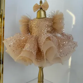 0-12 years old children's dress stage performance one-year-old party small flying sleeve girl princess dress