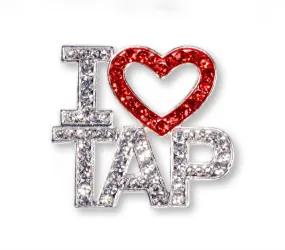 #16344REDS I Love Tap Crystal and Red Pin