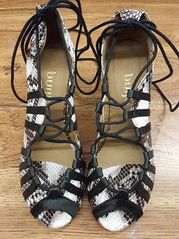 3" Tayla -- Women's Flare Heel Latin Sandal -- Black/White