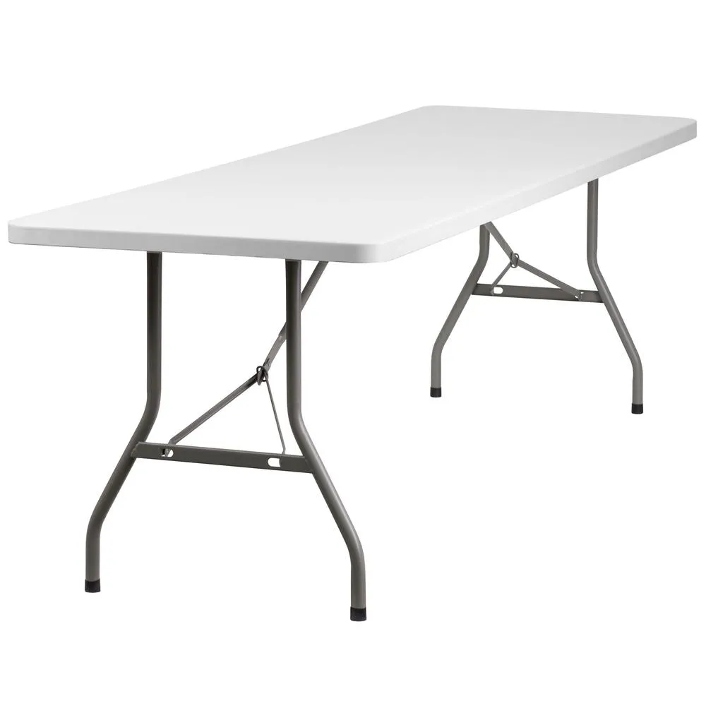 8-Foot Granite In White Plastic Folding Table By Flash Furniture