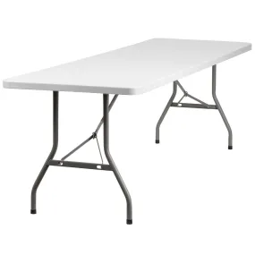 8-Foot Granite In White Plastic Folding Table By Flash Furniture