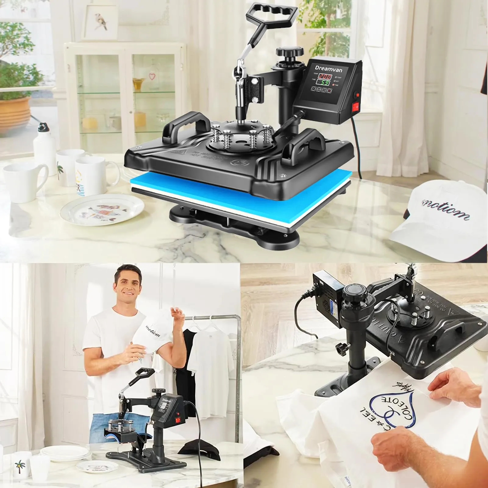 AKEYDIY 5 in 1 Heat Press Machine for t Shirts Professional Swing Away Heat Press Digital Combo 12" x 15" 360-degree Rotation Shirt Press Machine Sublimation Heat Transfer for T Shirts Mug Hat Plate