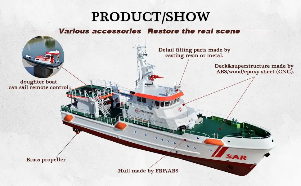 Arkmodel 1/25 SAR Harro Koebke SK32 Rescue Model Mother and Daughter Ship All in One KIT No.7584K
