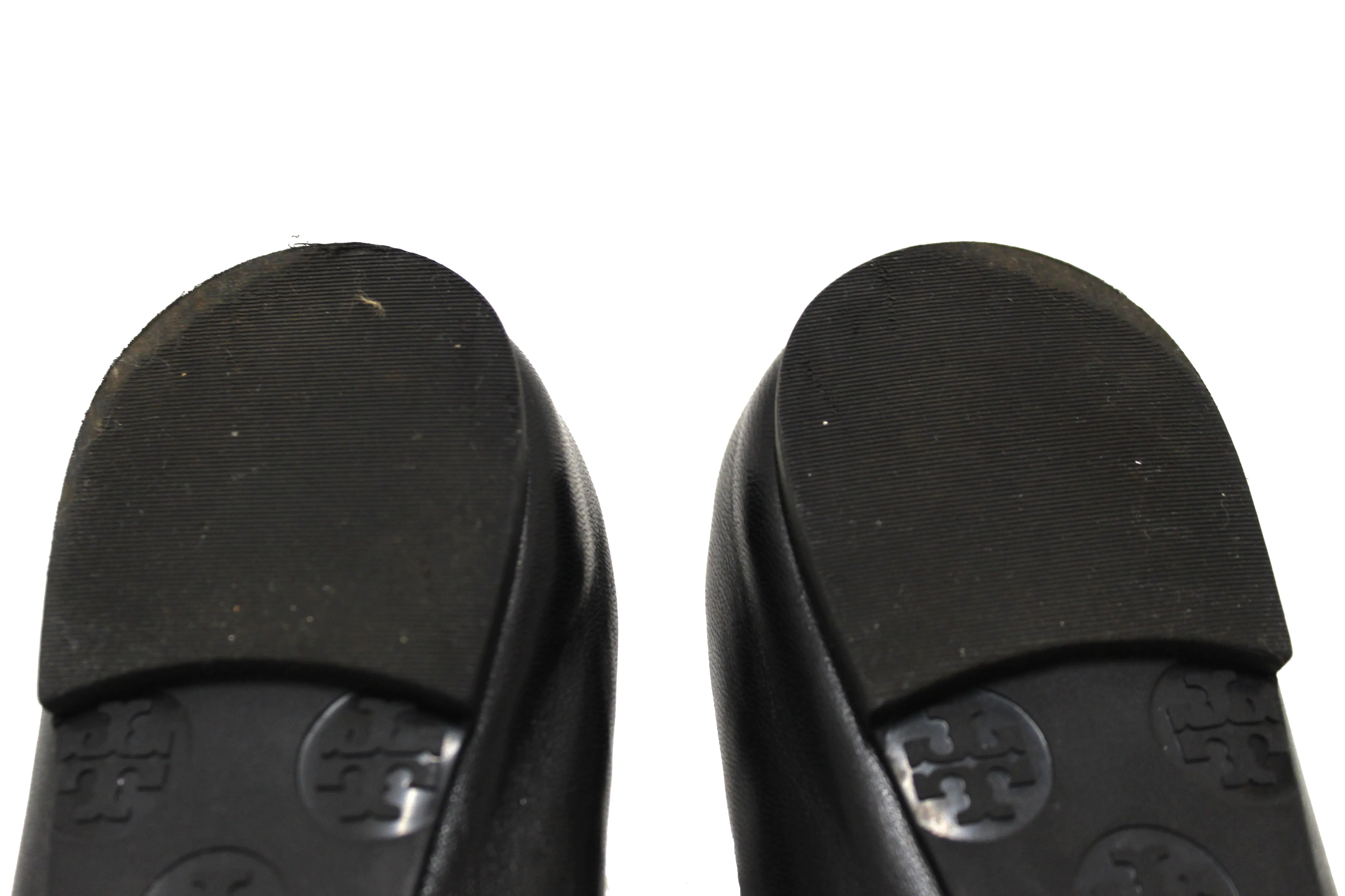 Authentic Tory Burch Black Leather Ballet Flat Shoes Size 8.5