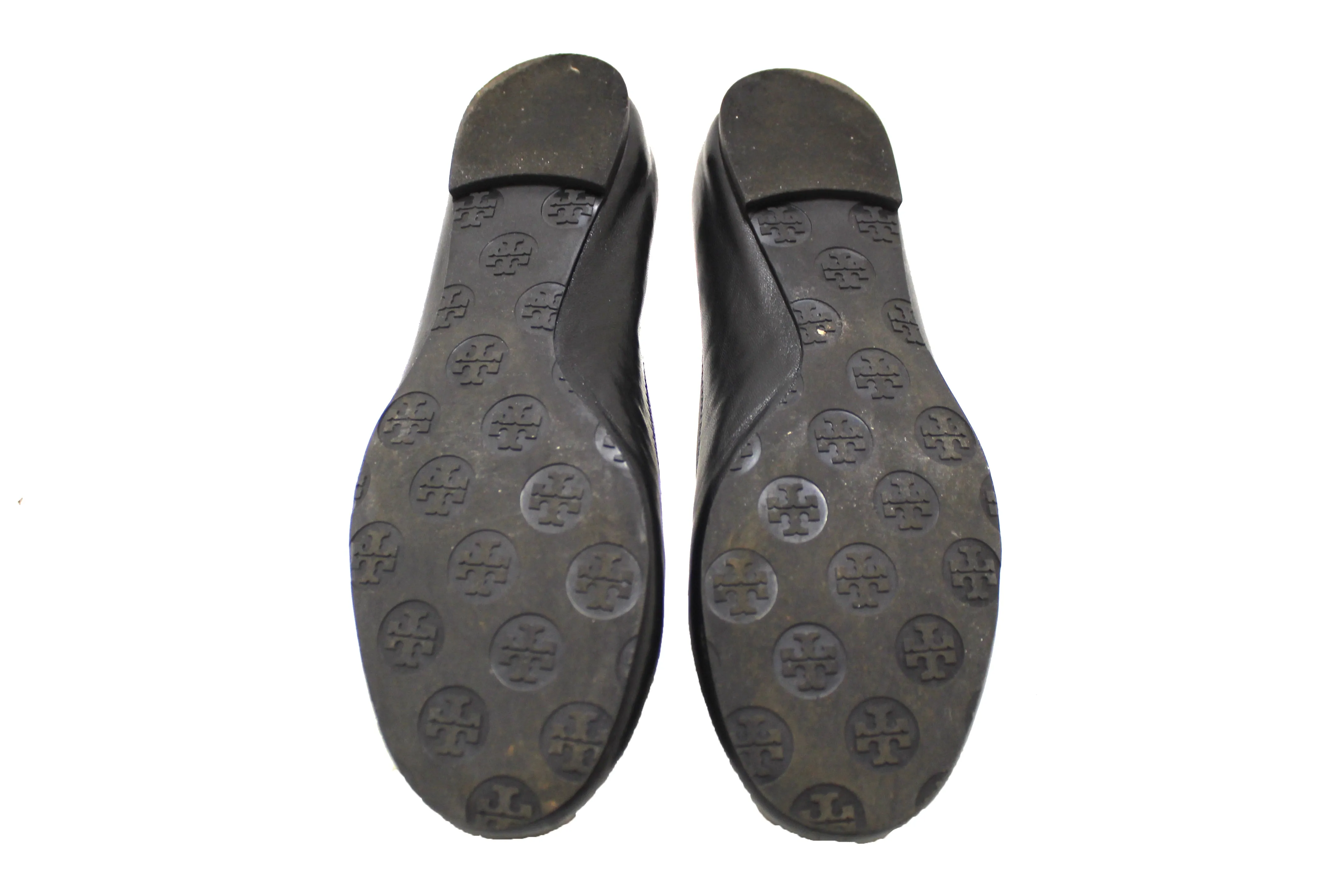 Authentic Tory Burch Black Leather Ballet Flat Shoes Size 8.5