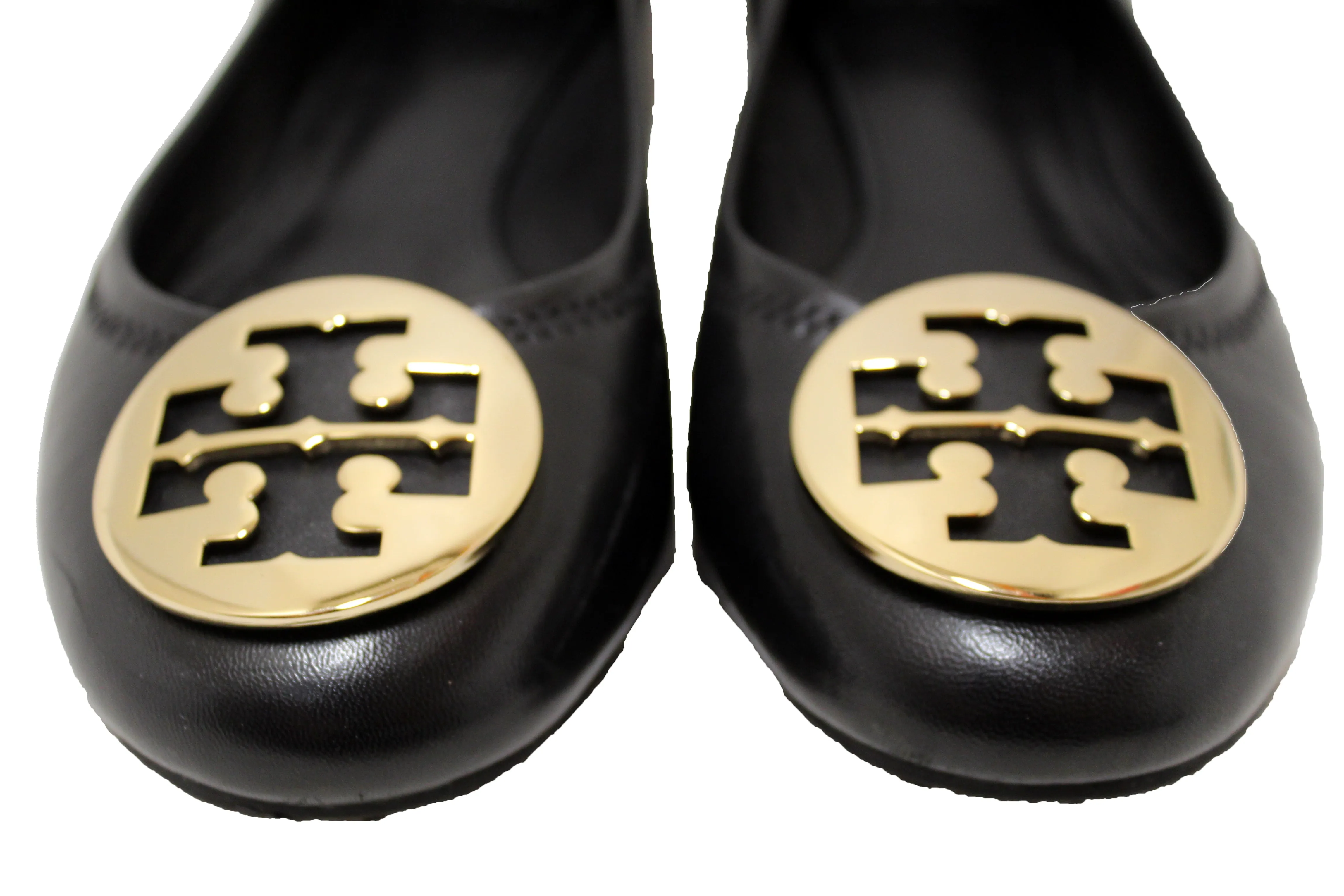 Authentic Tory Burch Black Leather Ballet Flat Shoes Size 8.5