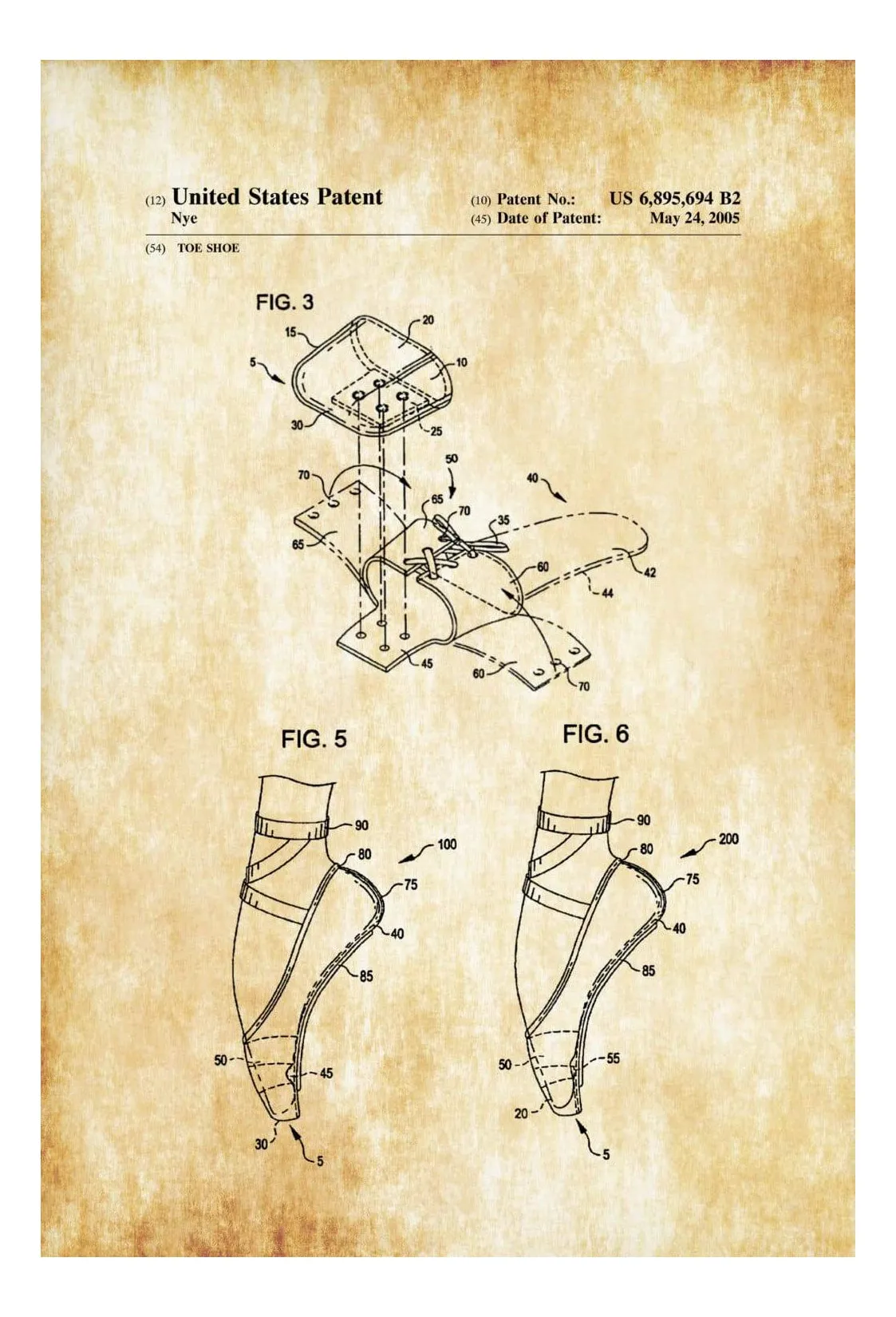 Ballet Toe Shoe Patent - Ballet Shoes, Toe Shoe, Pointe Shoe, Dance Studio, Ballerina Gift, Dance Mom, Ballet Decor