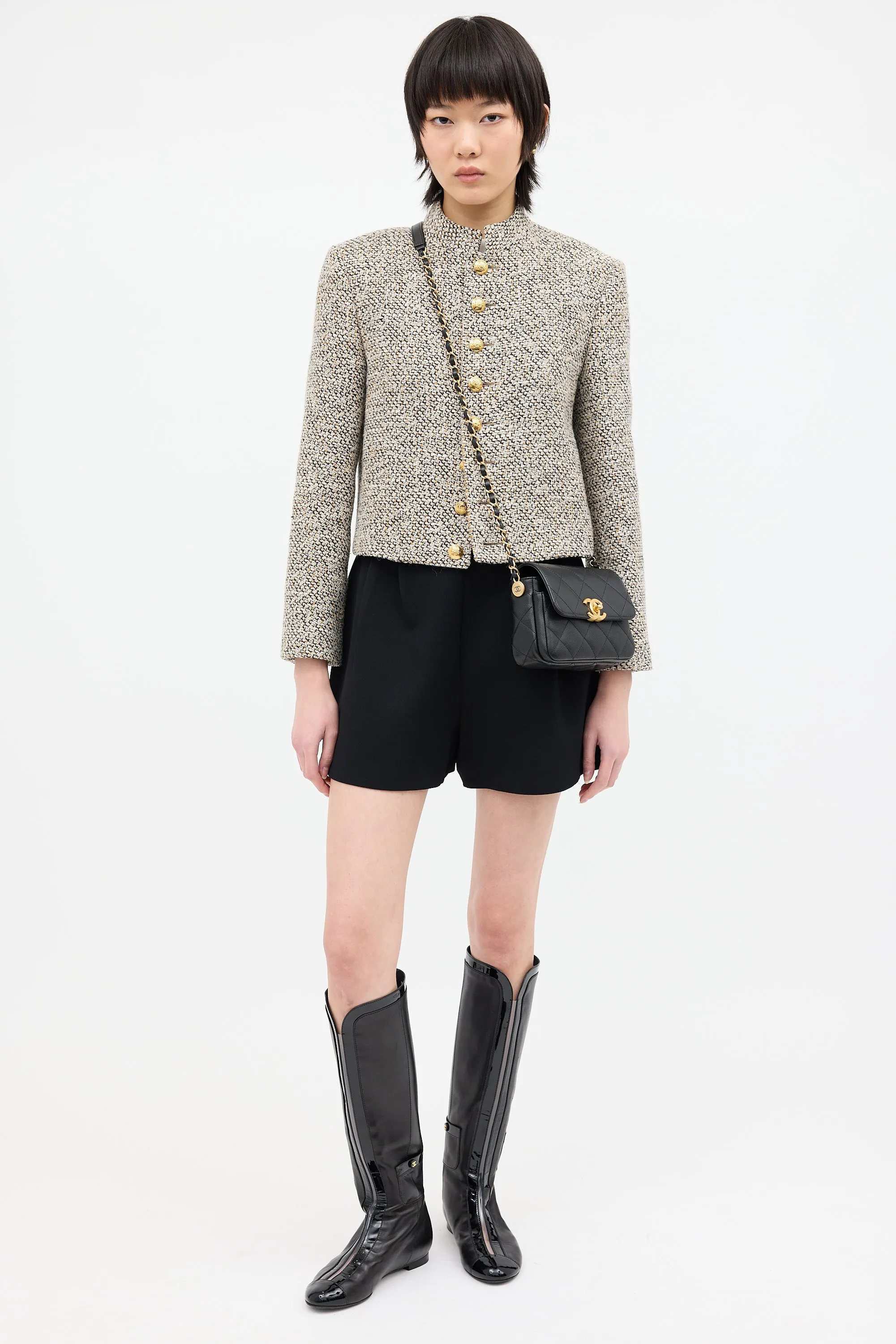 Black Caviar Leather Mini Flap Bag