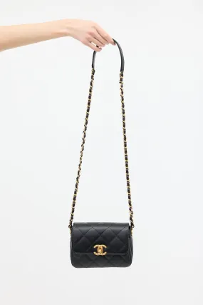 Black Caviar Leather Mini Flap Bag