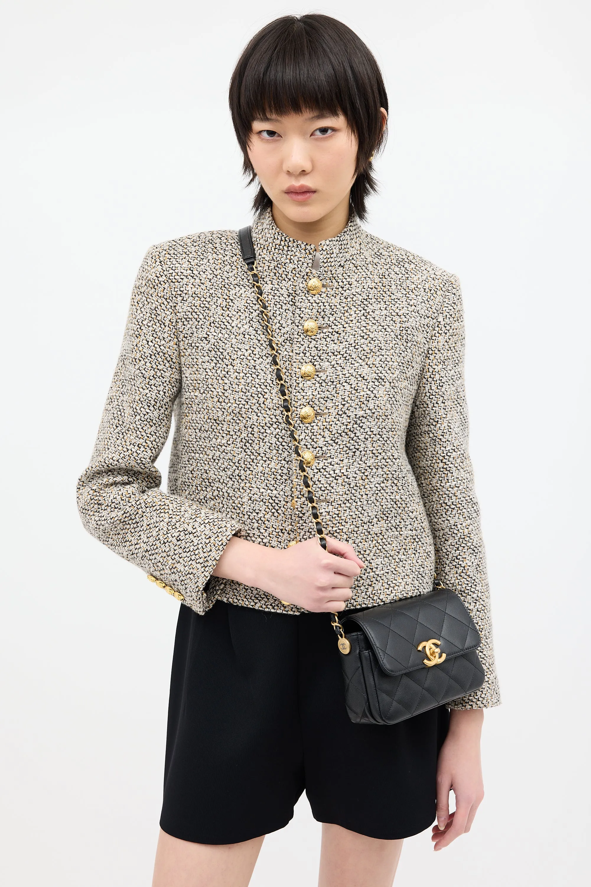 Black Caviar Leather Mini Flap Bag
