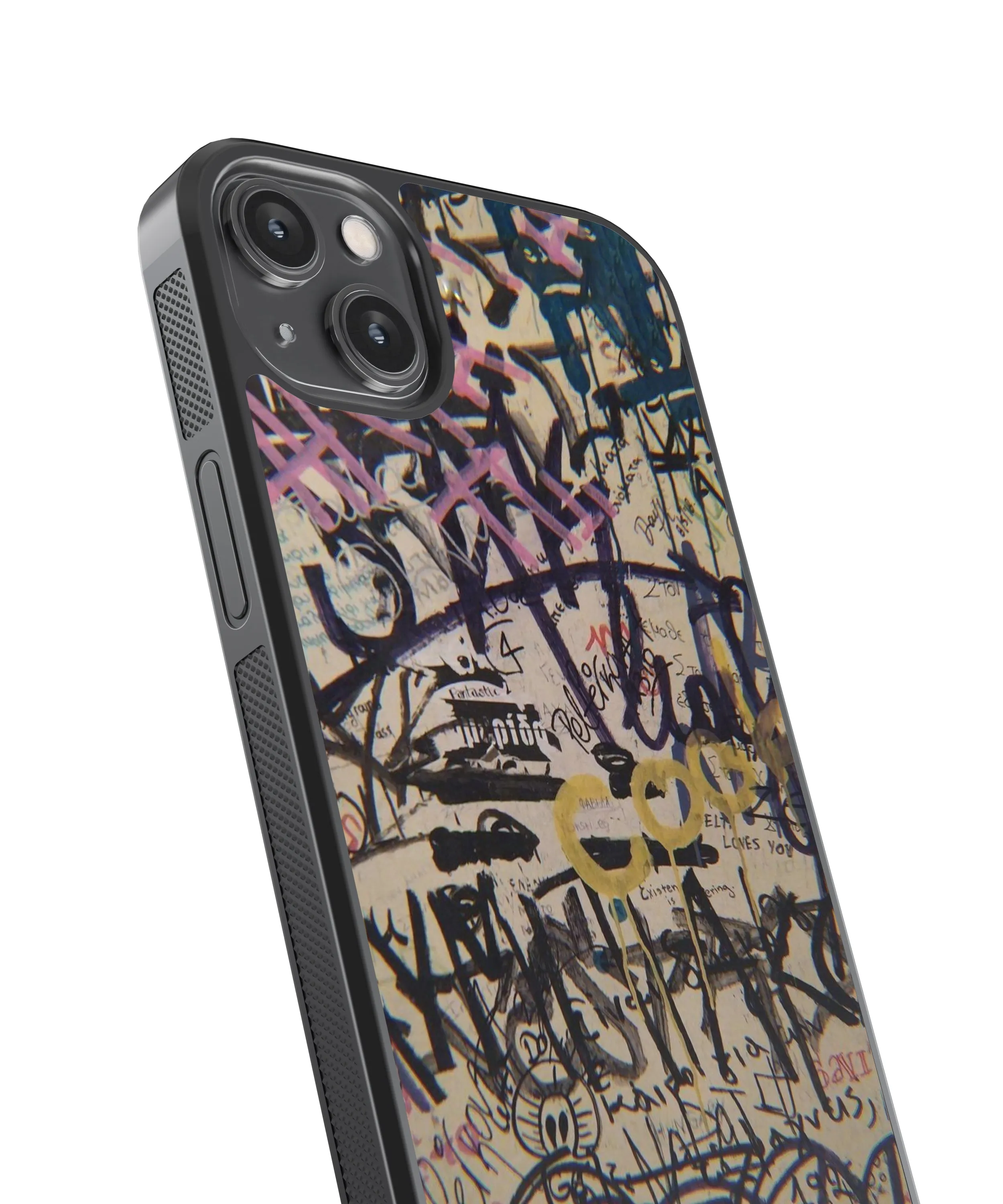 Black Graffiti Abstract Glass Phone Case Cover