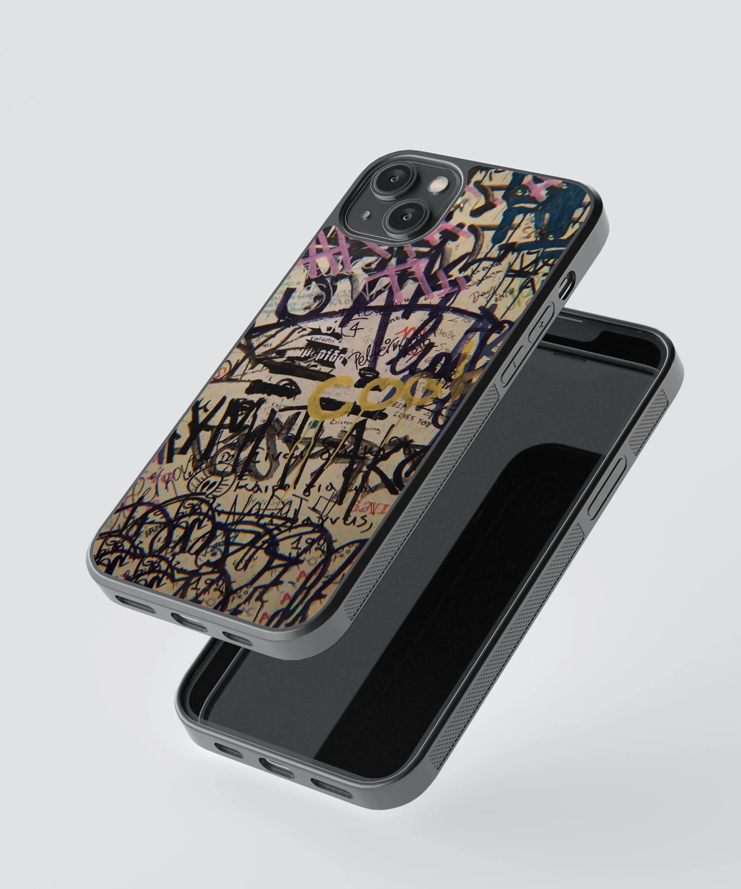 Black Graffiti Abstract Glass Phone Case Cover