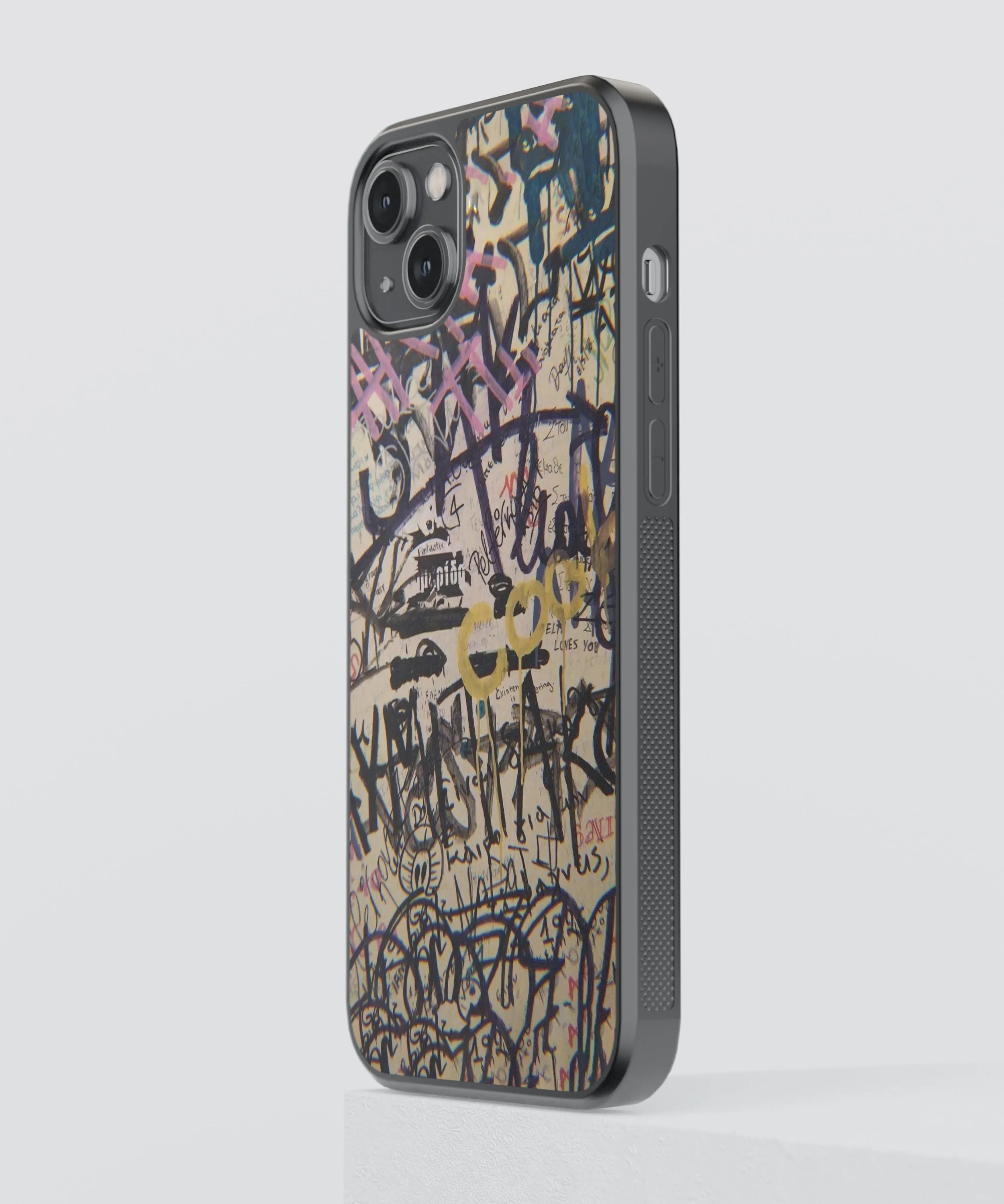 Black Graffiti Abstract Glass Phone Case Cover
