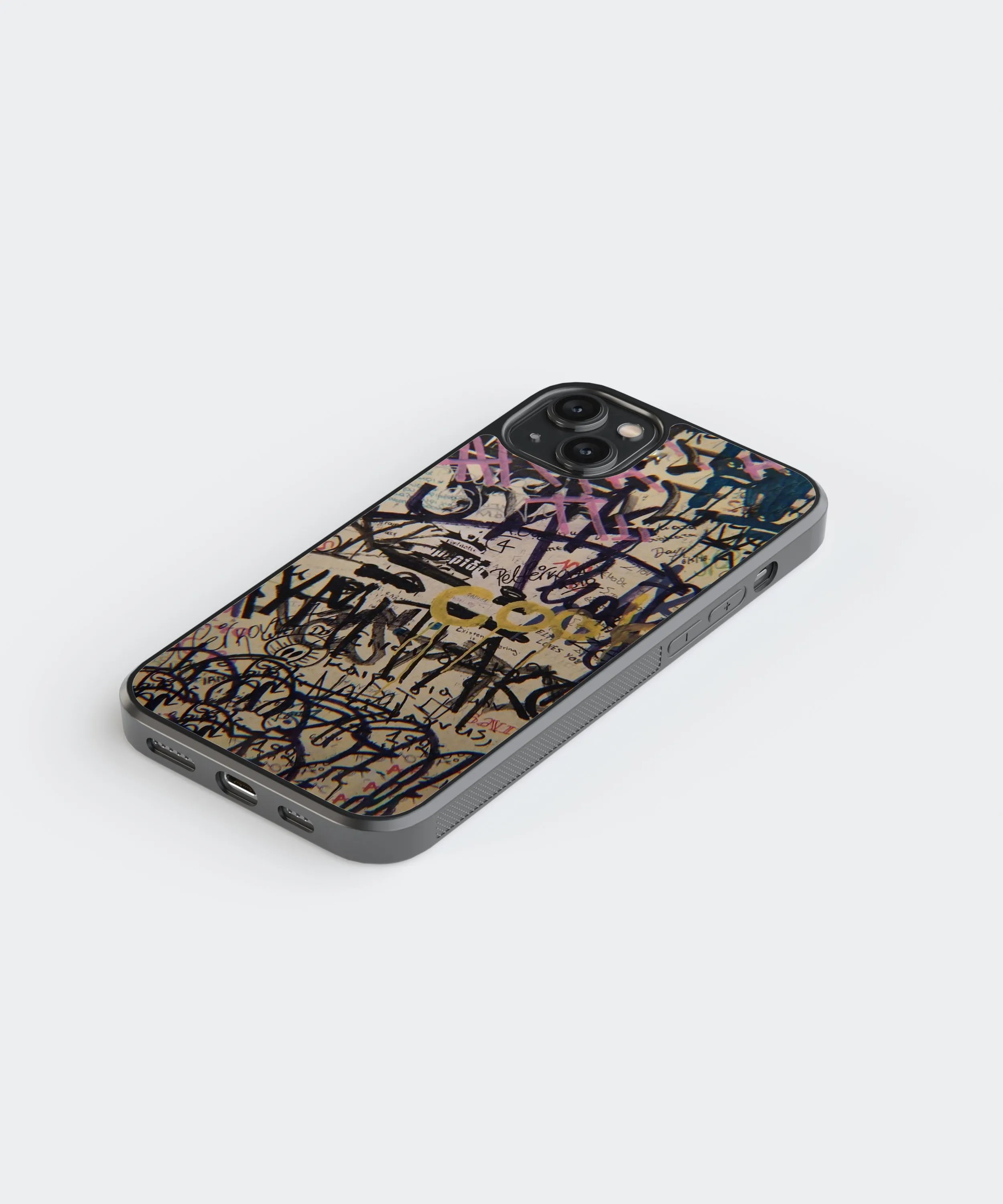 Black Graffiti Abstract Glass Phone Case Cover