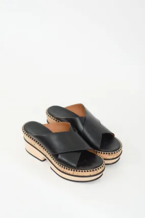 Black Leather Laia Split Sole Mule