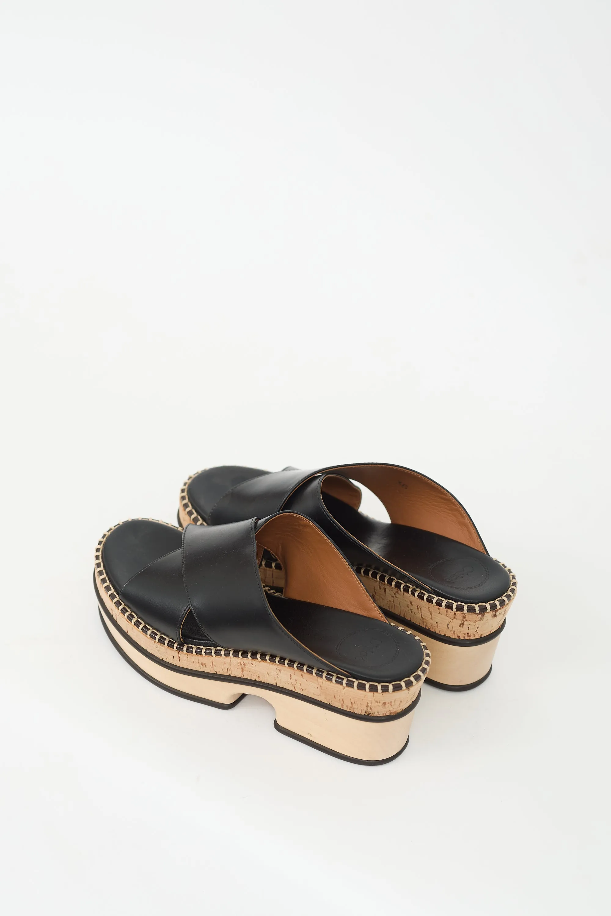 Black Leather Laia Split Sole Mule