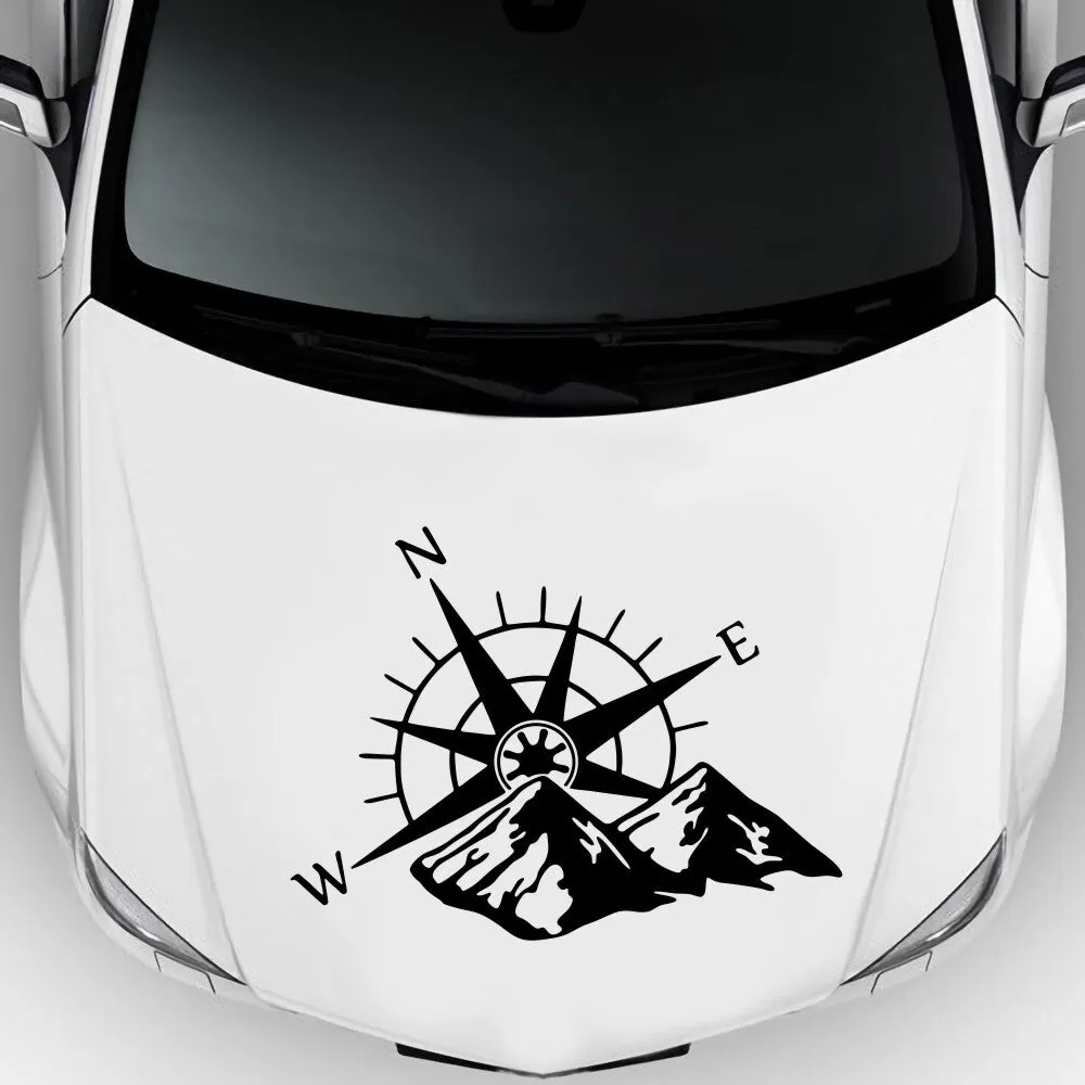 Car Hood Sticker Compass Mountains Sticker Large Decal Camper Van
