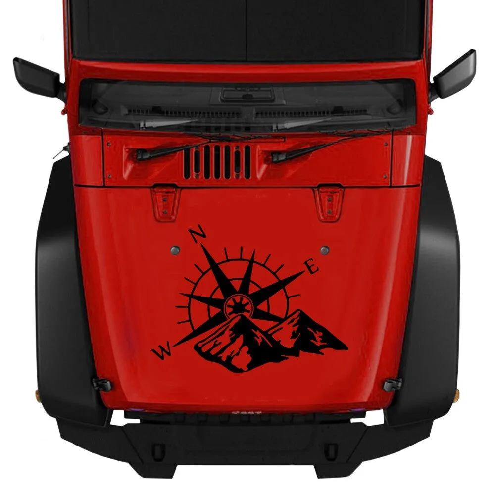 Car Hood Sticker Compass Mountains Sticker Large Decal Camper Van