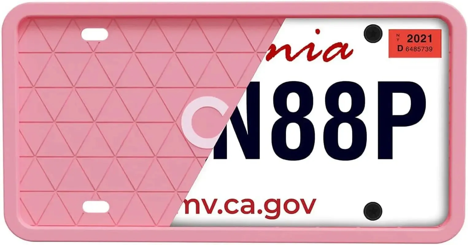 CG Automotive Silicone License Plate & Frames Pink, 2 Pack a Car
