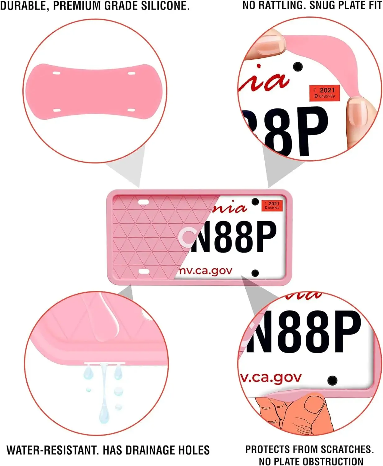 CG Automotive Silicone License Plate & Frames Pink, 2 Pack a Car