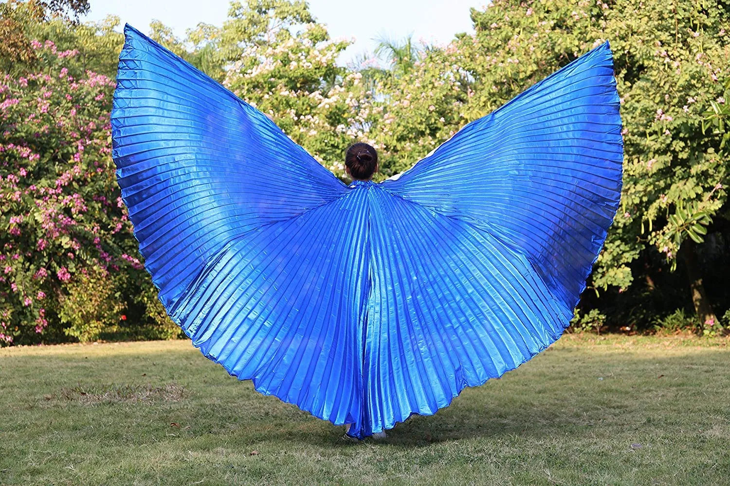 Fancydresswale Opening Belly Dance Isis Wings Dancing Props with Sticks Rods-Blue