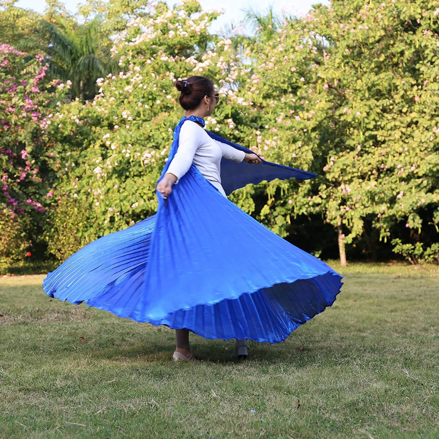 Fancydresswale Opening Belly Dance Isis Wings Dancing Props with Sticks Rods-Blue