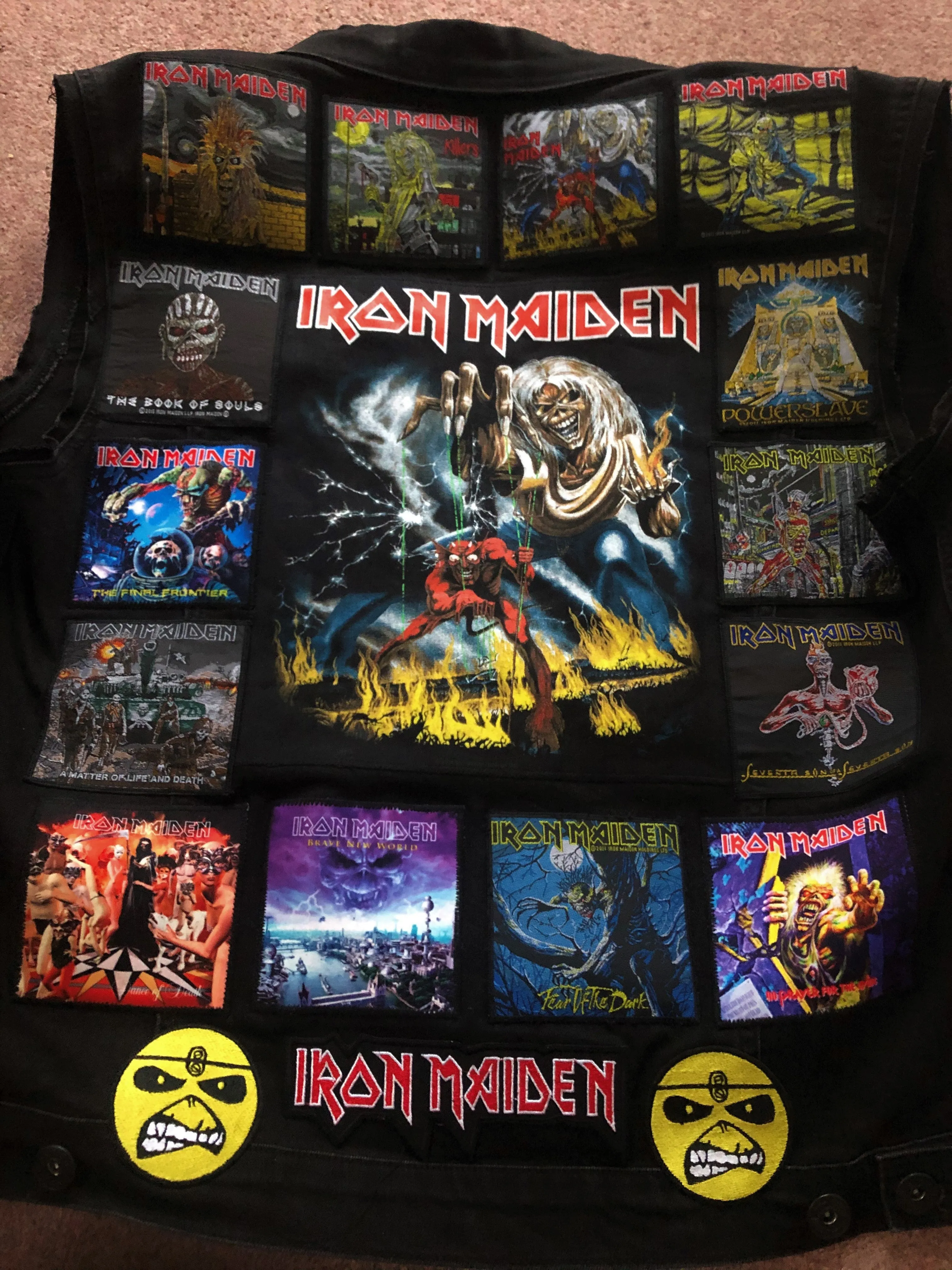 Fully Laden Iron Maiden: Quarter / Half / Three-Quarters / Full Patch Denim Vest Cut-Off Battle Jacket