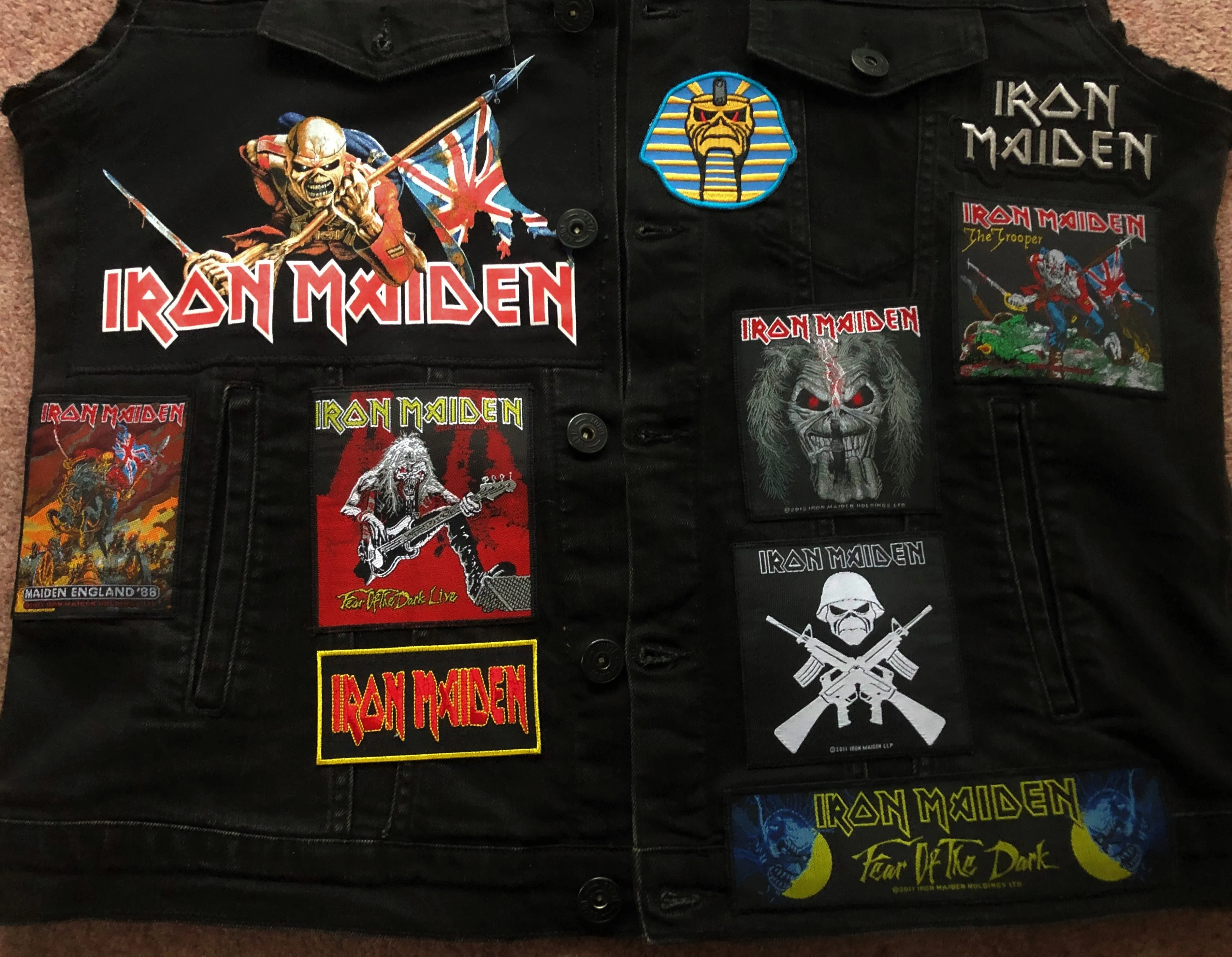 Fully Laden Iron Maiden: Quarter / Half / Three-Quarters / Full Patch Denim Vest Cut-Off Battle Jacket