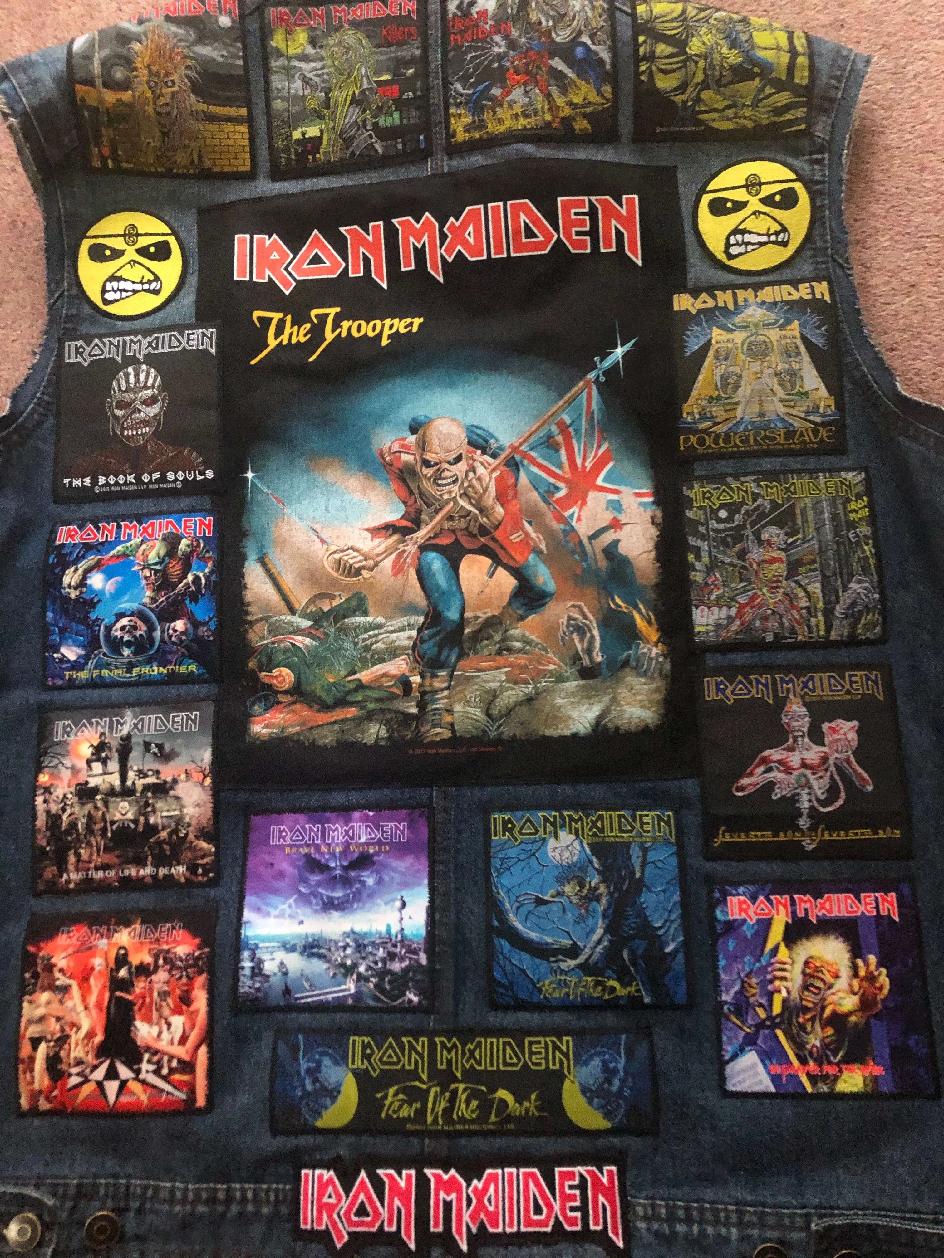Fully Laden Iron Maiden: Trooper Edition Patch Denim Cut-Off Battle Jacket
