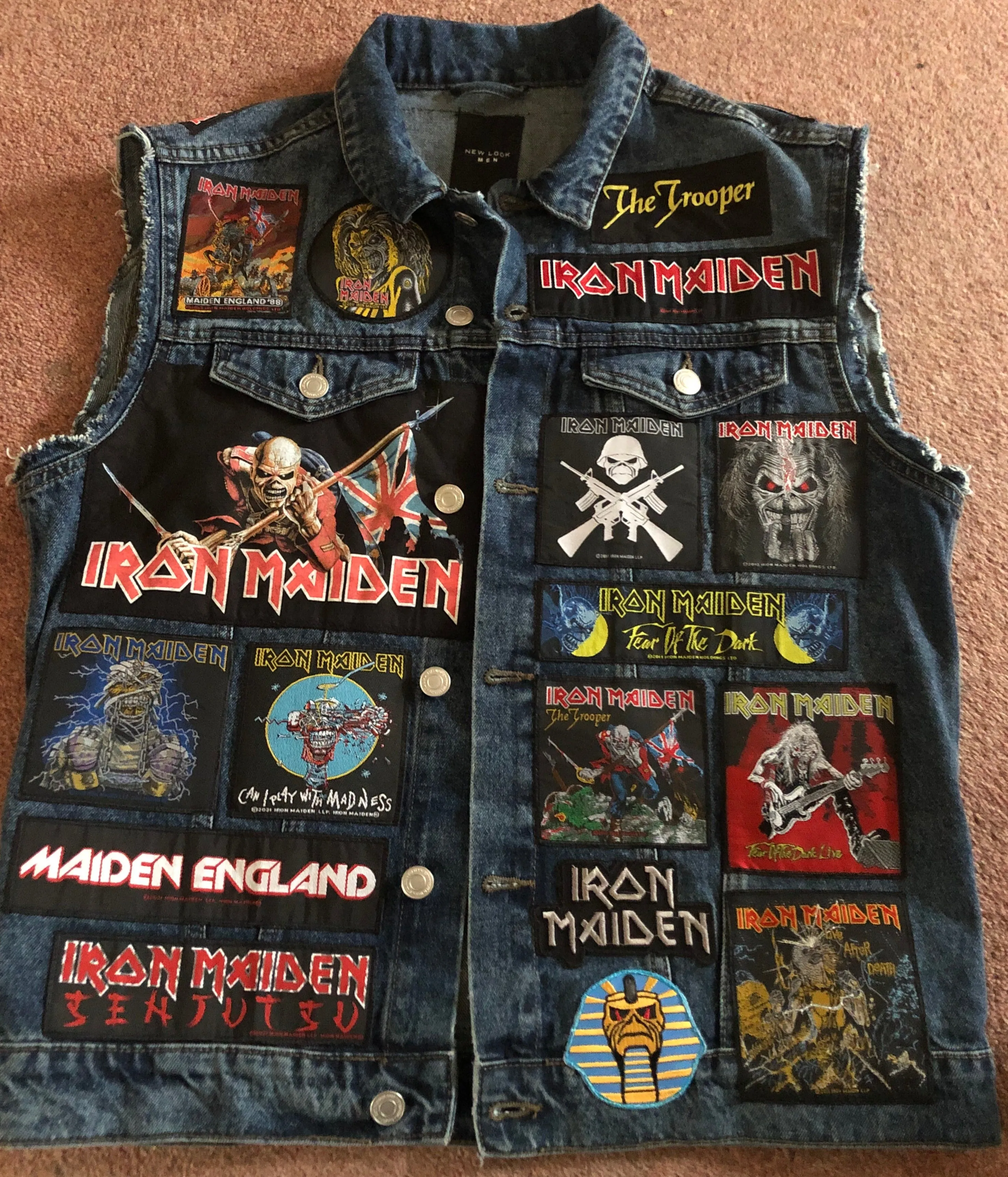 Fully Laden Iron Maiden: Trooper Edition Patch Denim Cut-Off Battle Jacket