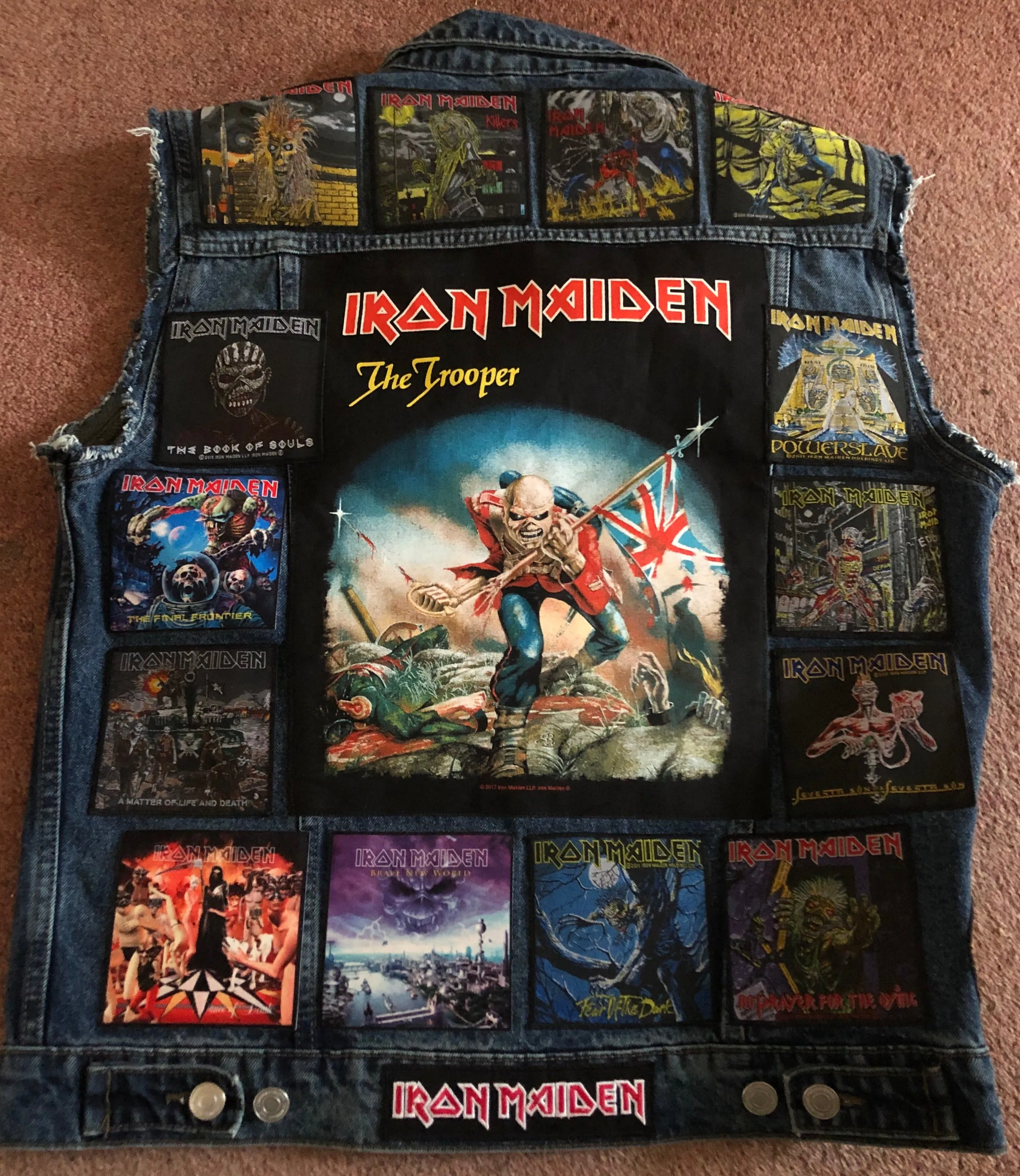 Fully Laden Iron Maiden: Trooper Edition Patch Denim Cut-Off Battle Jacket