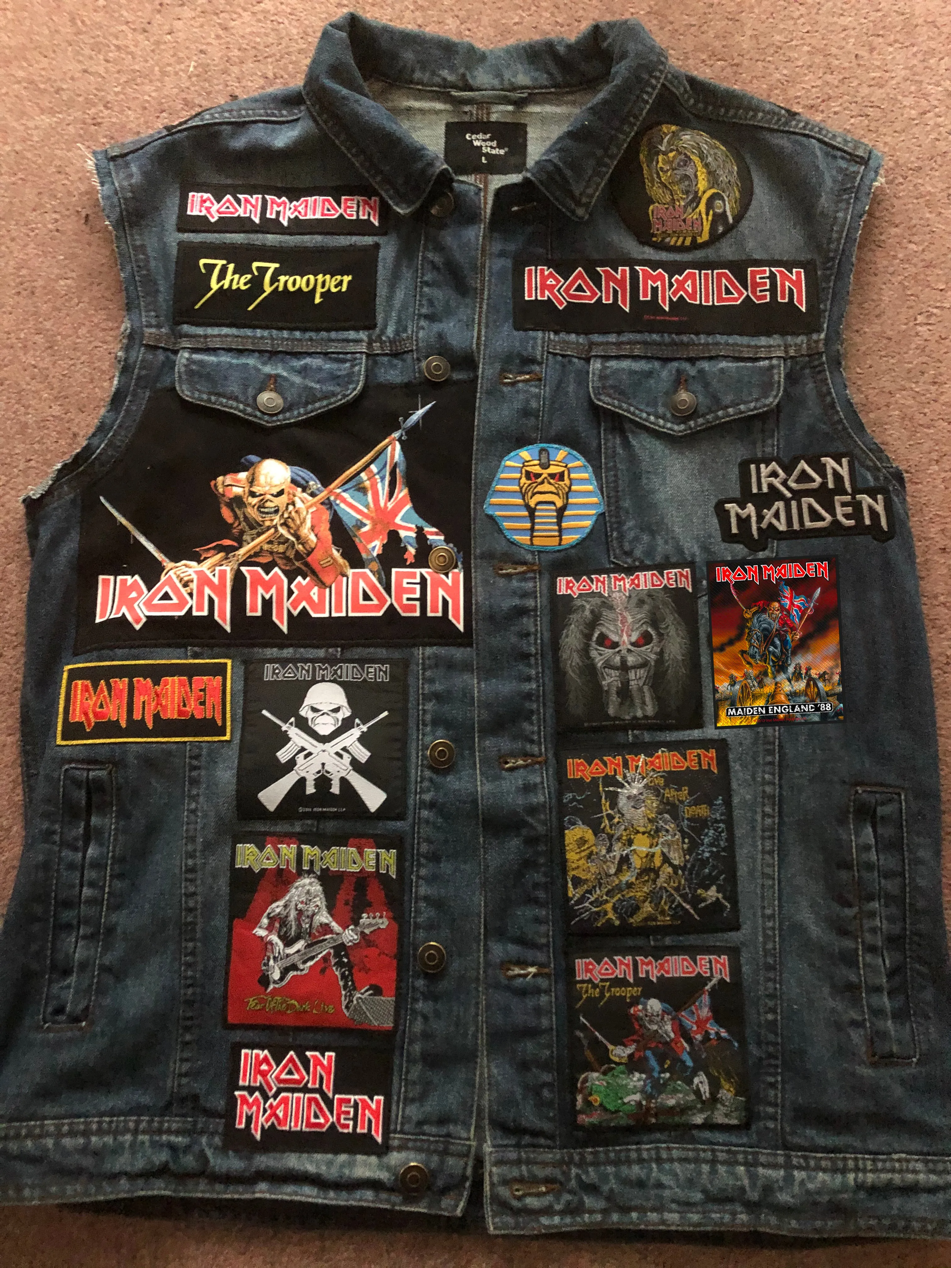 Fully Laden Iron Maiden: Trooper Edition Patch Denim Cut-Off Battle Jacket