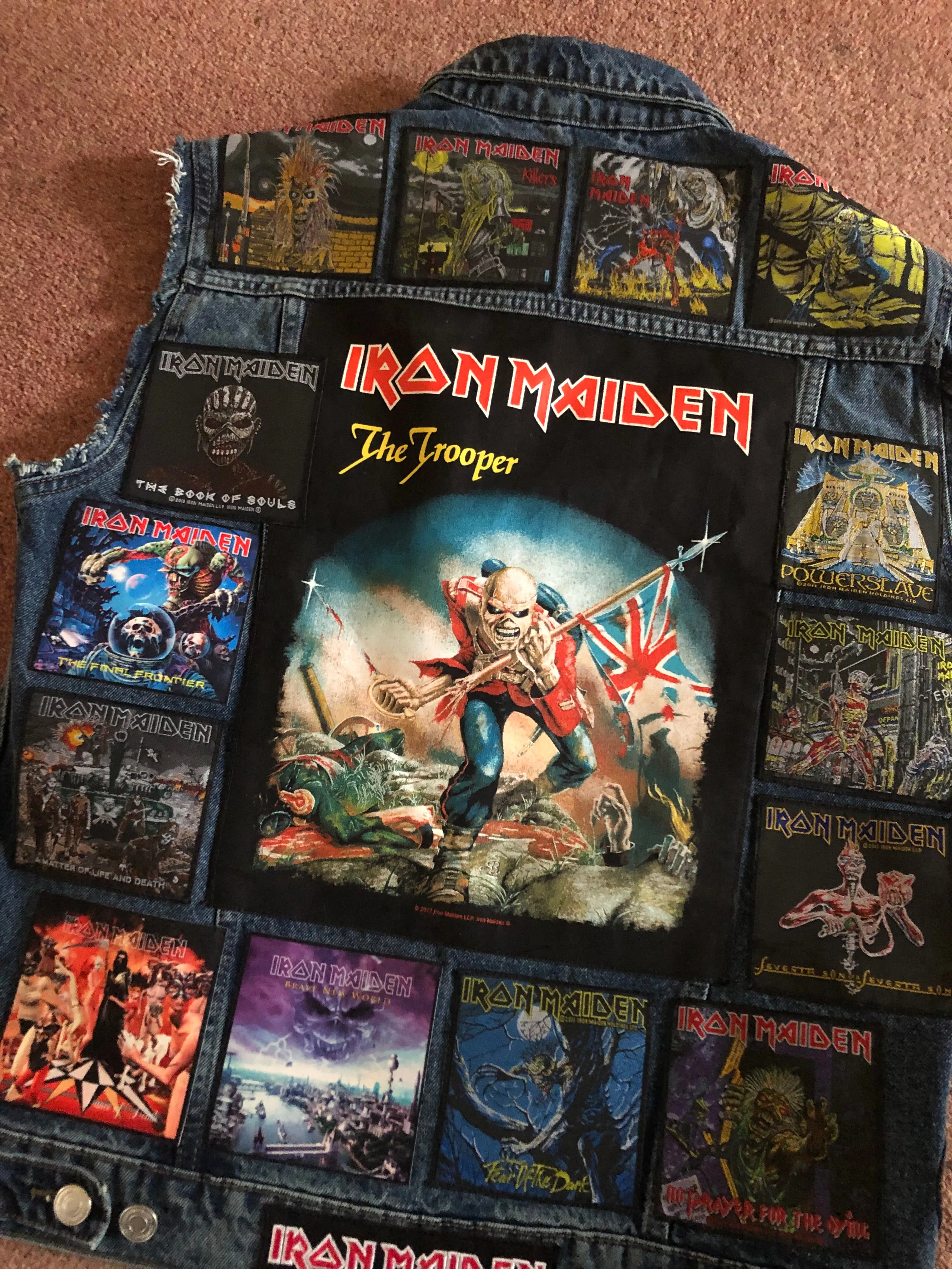 Fully Laden Iron Maiden: Trooper Edition Patch Denim Cut-Off Battle Jacket
