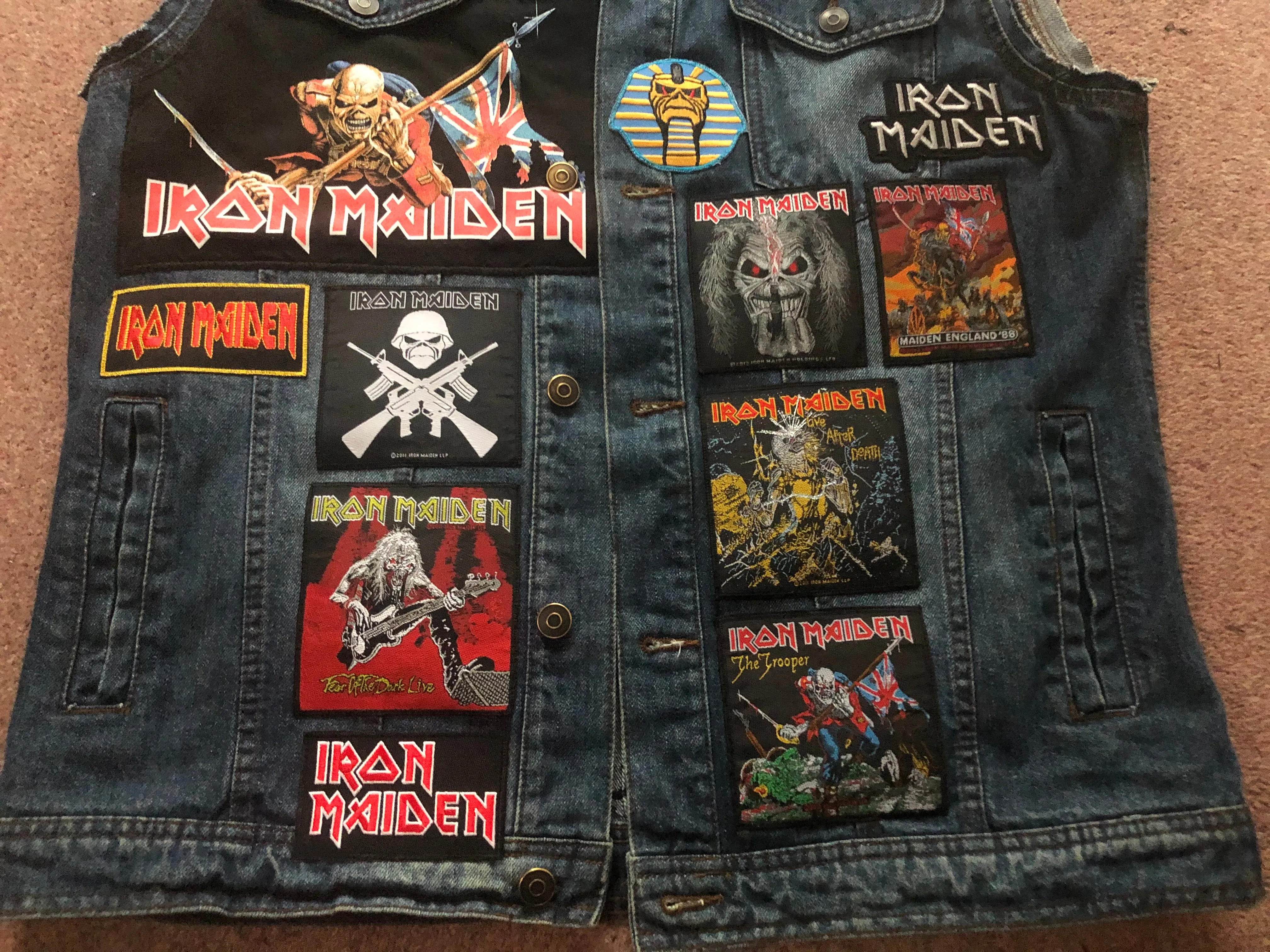 Fully Laden Iron Maiden: Trooper Edition Patch Denim Cut-Off Battle Jacket