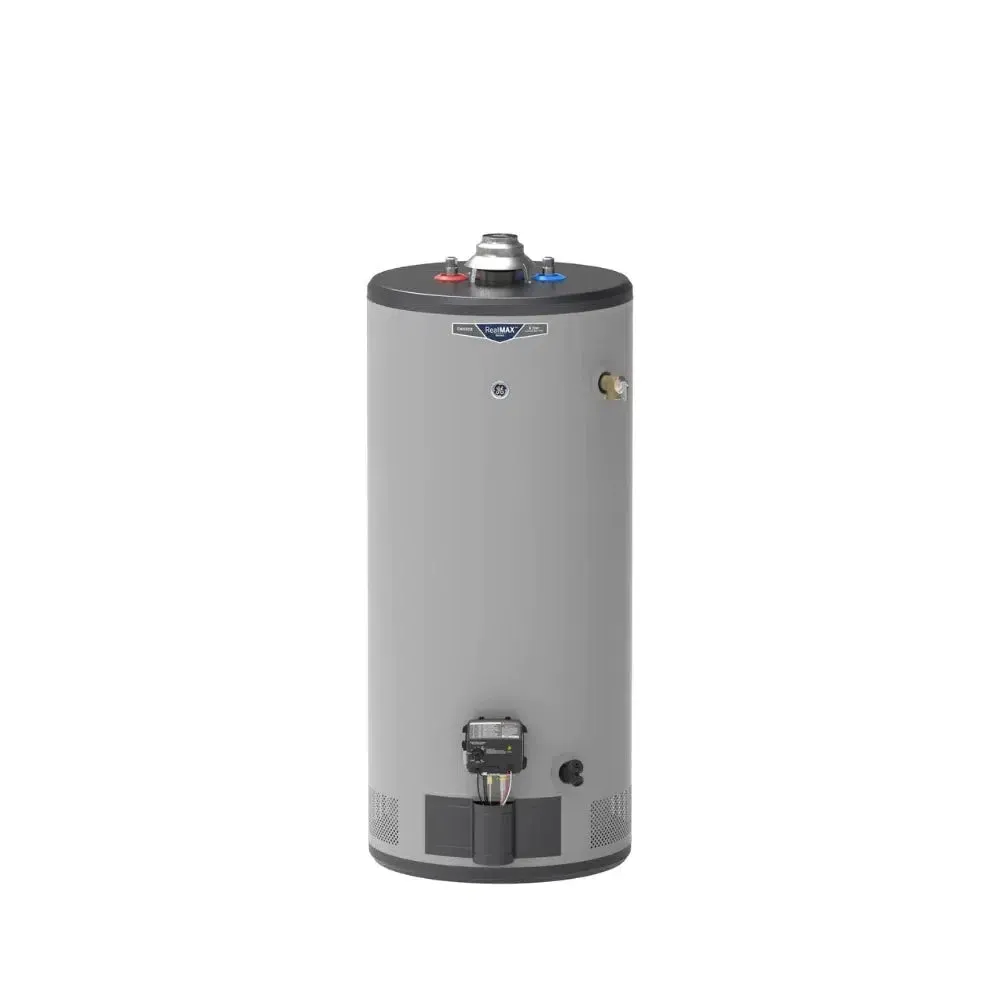 GE RealMAX Atmospheric Choice Model 40 Gallon Capacity 38,000 BTU Heating Input Short Natural Gas Water Heater
