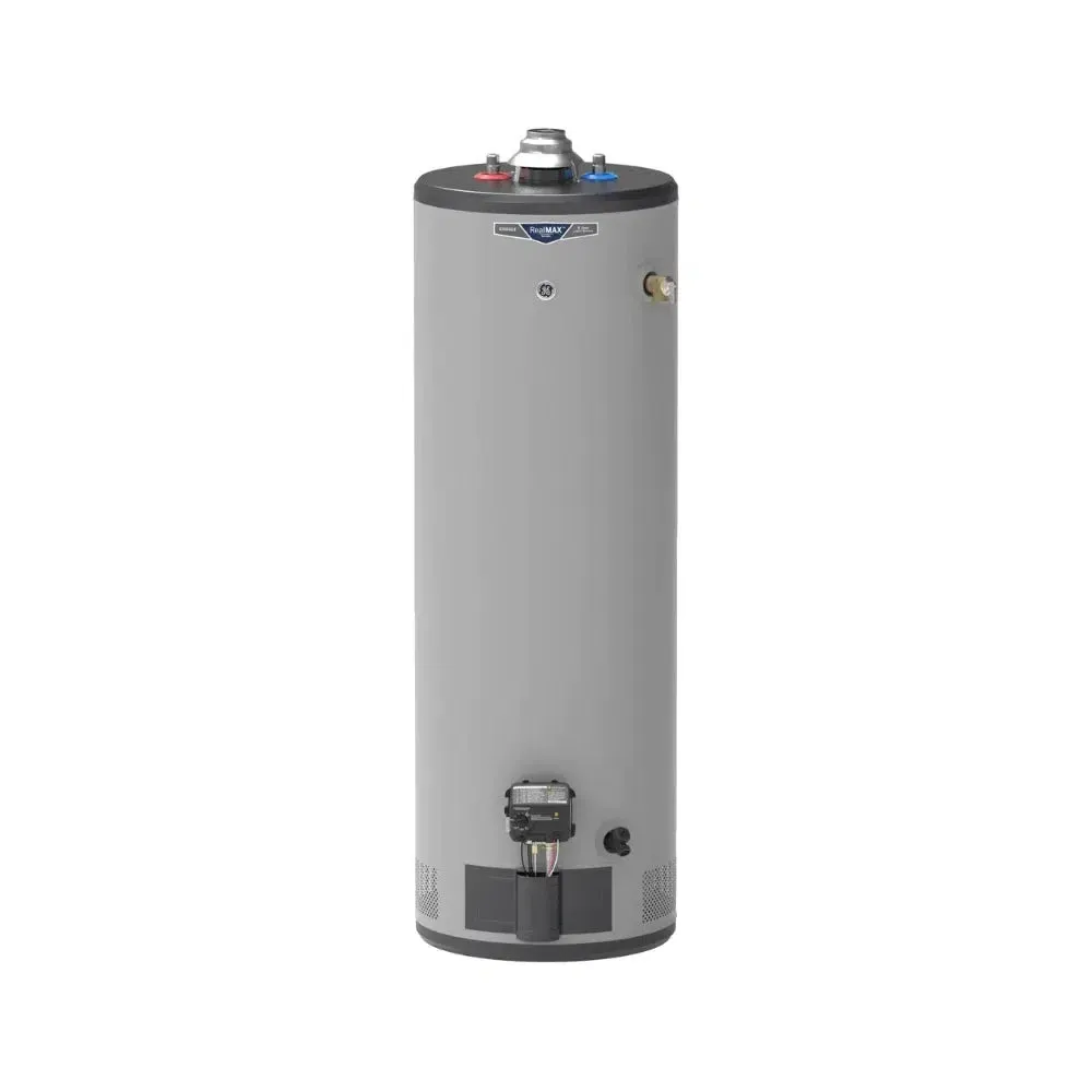 GE RealMAX Atmospheric Choice Model 40 Gallon Capacity 40,000 BTU Heating Input Tall Natural Gas Water Heater