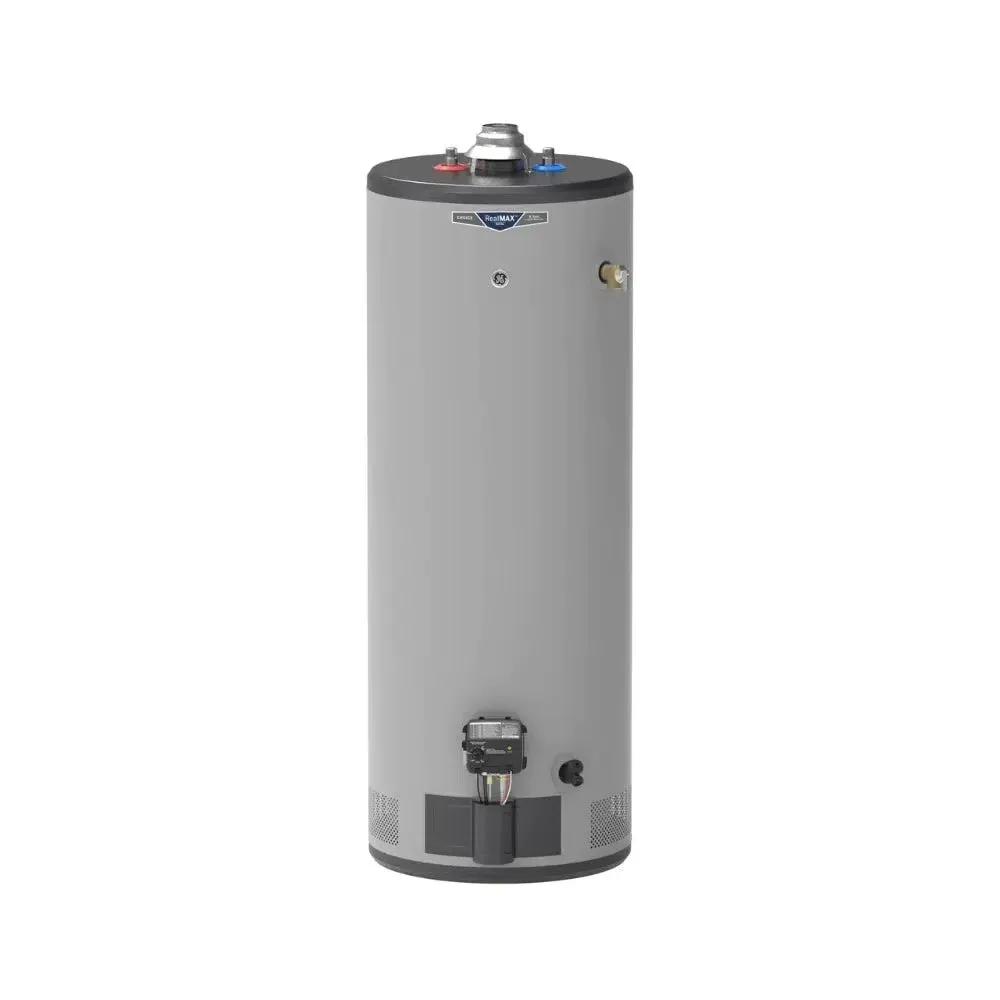 GE RealMAX Atmospheric Choice Model 50 Gallon Capacity 40,000 BTU Heating Input Tall Natural Gas Water Heater