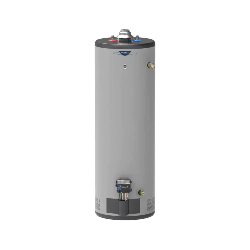 GE RealMAX Atmospheric Platinum Model 40 Gallon Capacity 36,000 BTU Heating Input Tall Liquid Propane Water Heater