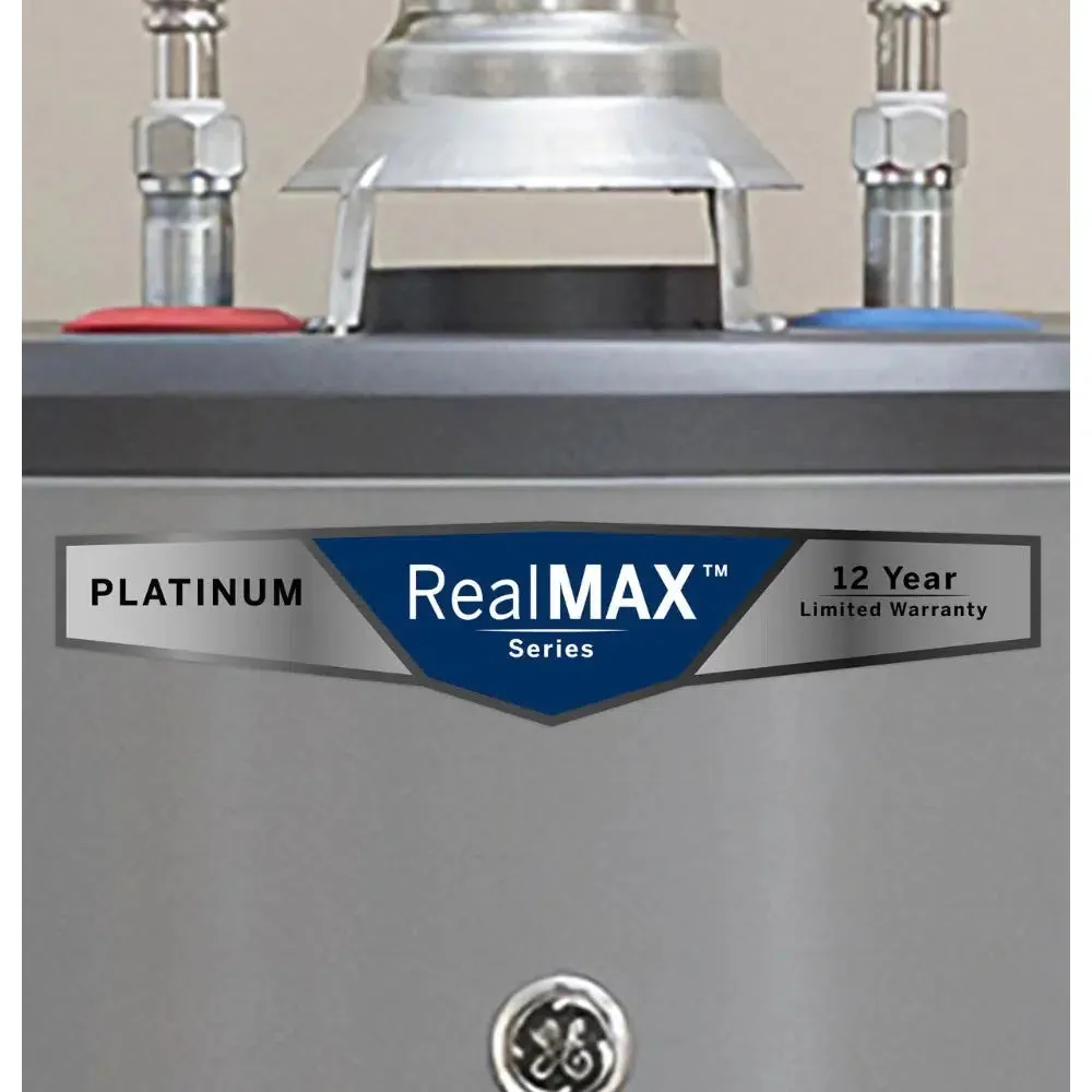 GE RealMAX Atmospheric Platinum Model 40 Gallon Capacity 36,000 BTU Heating Input Tall Liquid Propane Water Heater