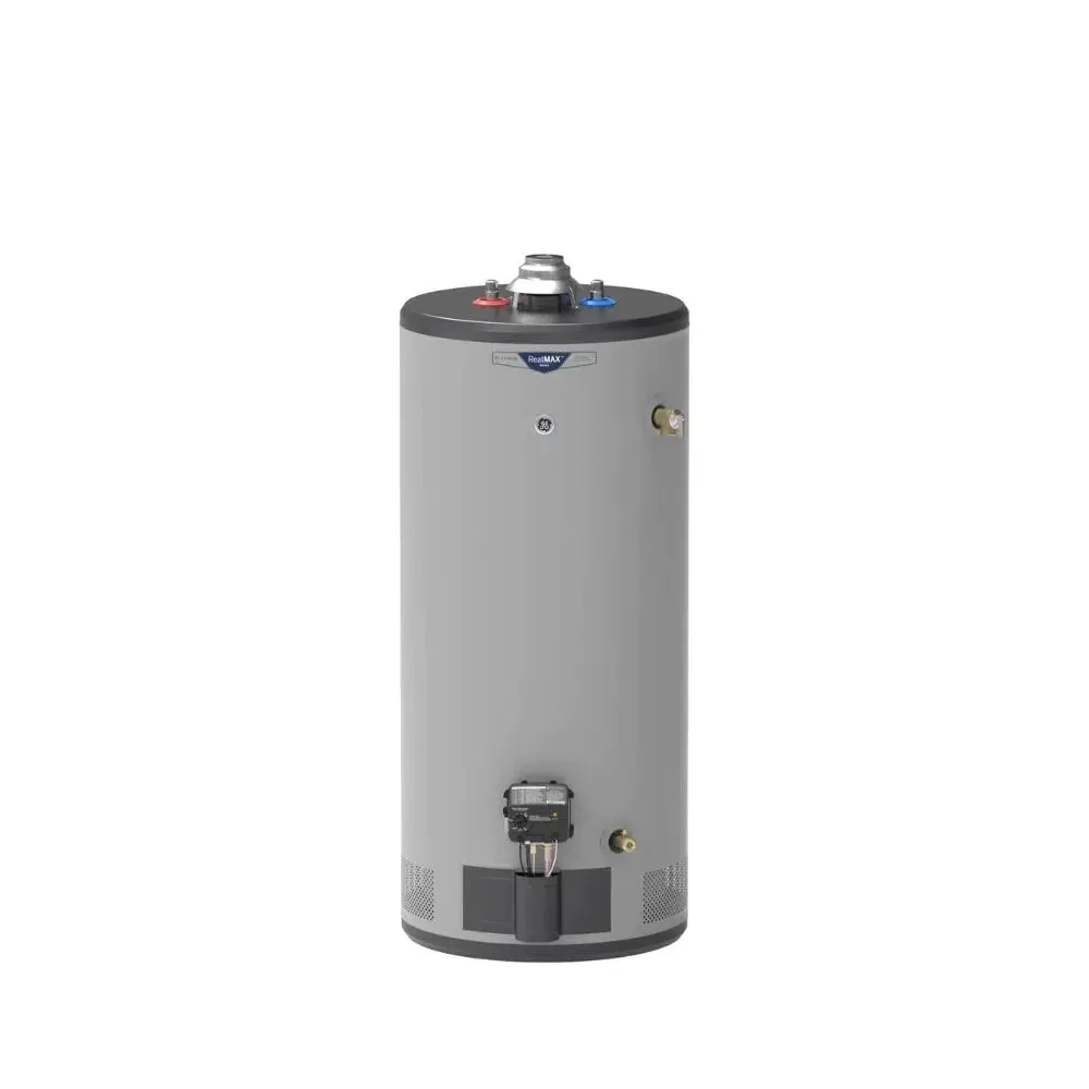 GE RealMAX Atmospheric Platinum Model 40 Gallon Capacity 38,000 BTU Heating Input Short Natural Gas Water Heater