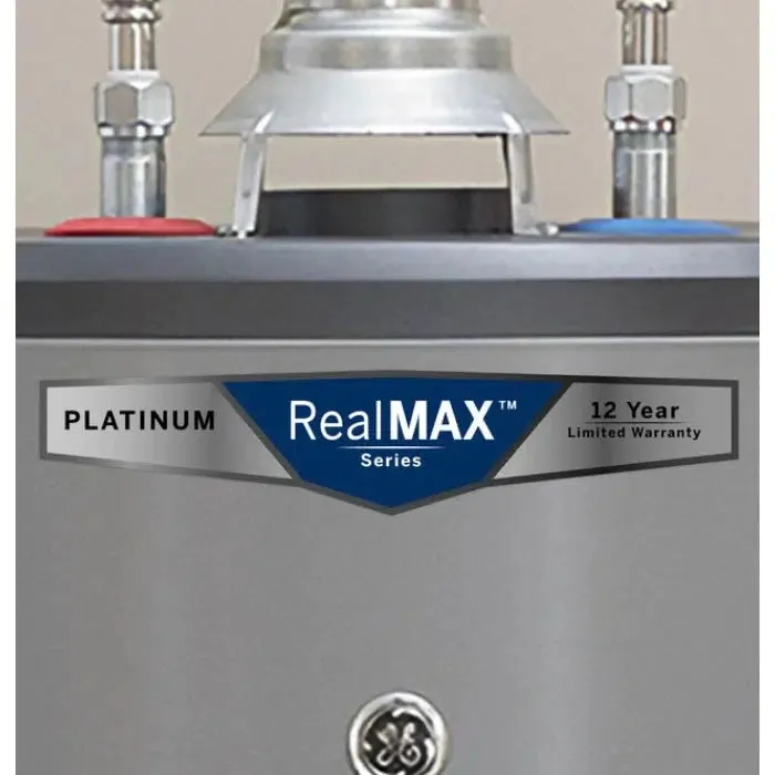 GE RealMAX Atmospheric Platinum Model 40 Gallon Capacity 40,000 BTU Heating Input Tall Natural Gas Water Heater