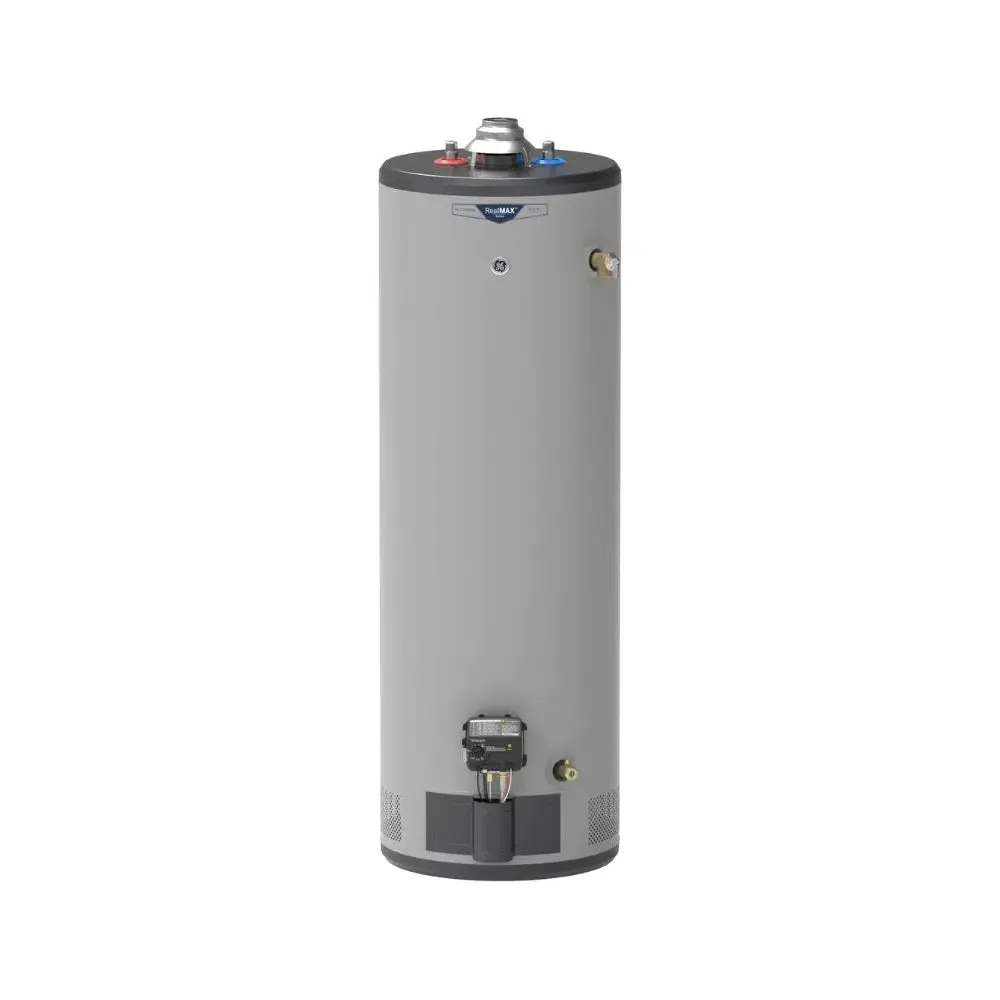 GE RealMAX Atmospheric Platinum Model 40 Gallon Capacity 40,000 BTU Heating Input Tall Natural Gas Water Heater