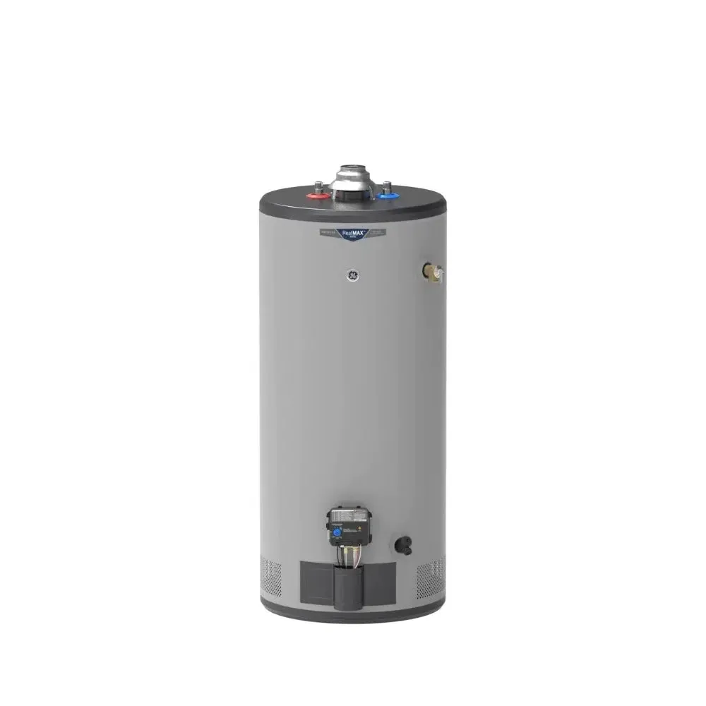 GE RealMAX Atmospheric Premium Model 40 Gallon Capacity 34,500 BTU Heating Input Short Liquid Propane Water Heater