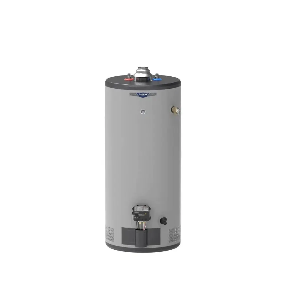 GE RealMAX Atmospheric Premium Model 40 Gallon Capacity 38,000 BTU Heating Input Short Natural Gas Water Heater